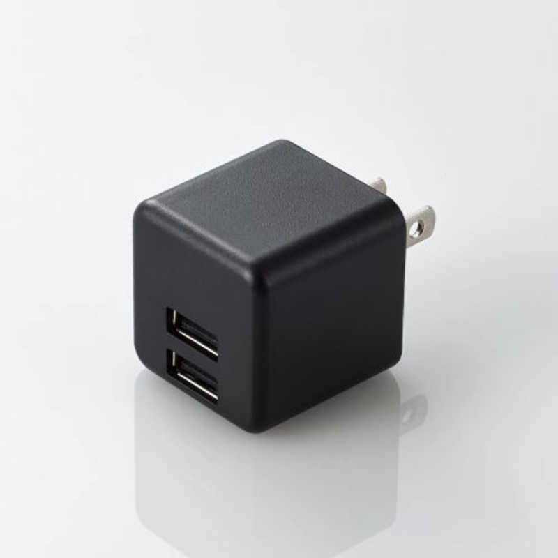 エレコム ELECOM コンパクトAC充電器(2.4A/Aポート×2）キューブ型 ブラック MPA-ACU11BK