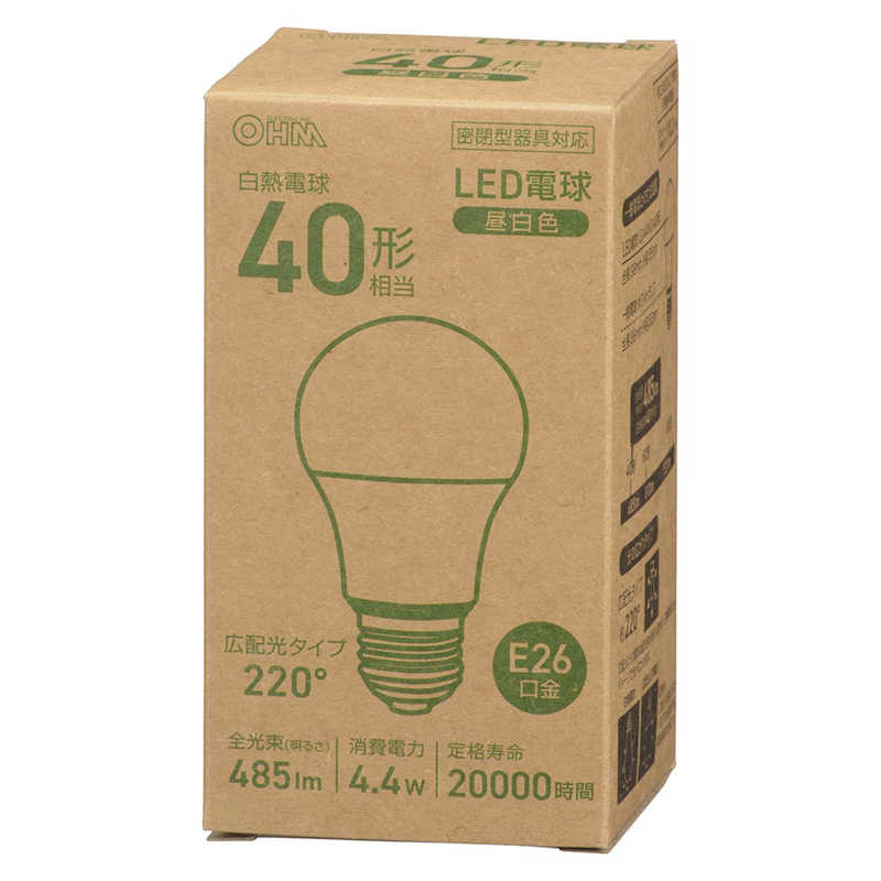 オーム電機 OHM ELECTRIC LED電球 E26 広配光タイプ 40形相当 昼白色 LDA4N-G AG56