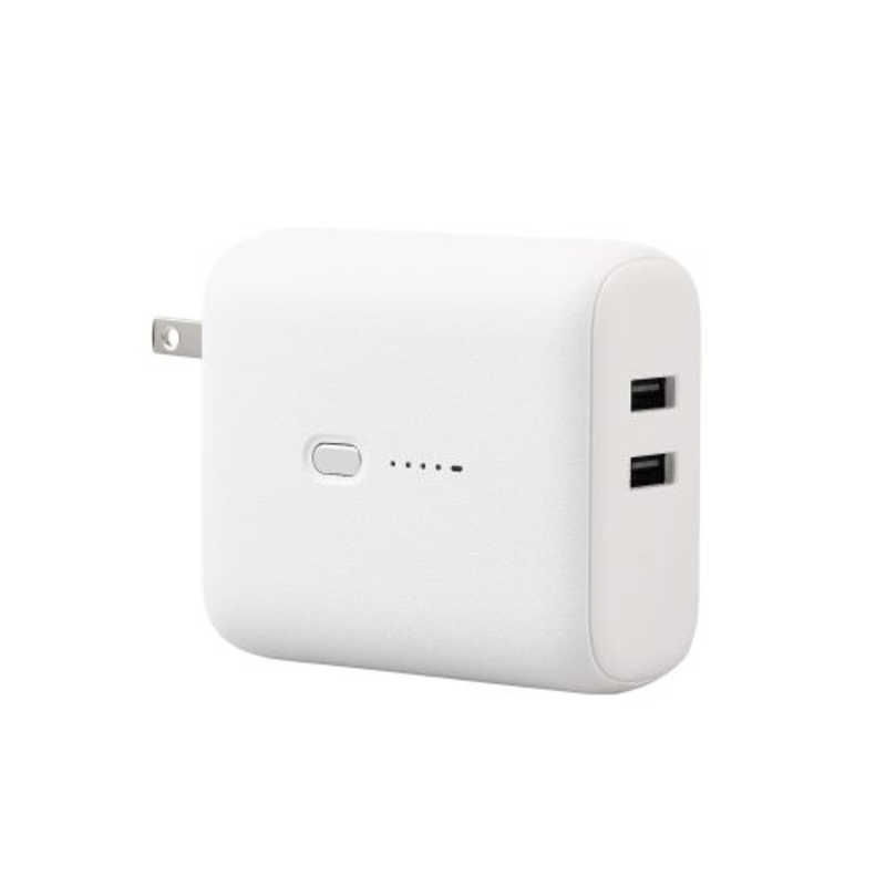 エレコム ELECOM  モバイルバッテリー コンセント一体型 5000mAh 12W 出力( USB A ×2) 2台同時充電可 PSE認証 DE-AC06-5000WF