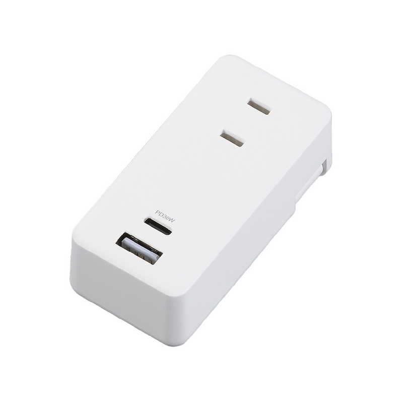 ヤザワ YAZAWA 極小USBタップ2個口PD30W ホワイト H5FS400PD30WH