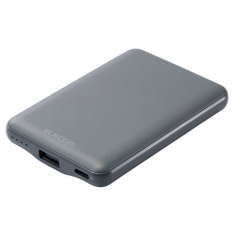 エレコム ELECOM 薄型コンパクトモバイルバッテリー(5000mAh/3A/C×1+A×1) ダークグレー DE-C45-5000DGY