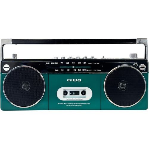【1,000円OFFクーポン対象商品】アイワ aiwa ステレオ型ラジカセ ［ワイドFM対応 /Bluetooth対応］ グリーン GAA4-RCP0002-GN