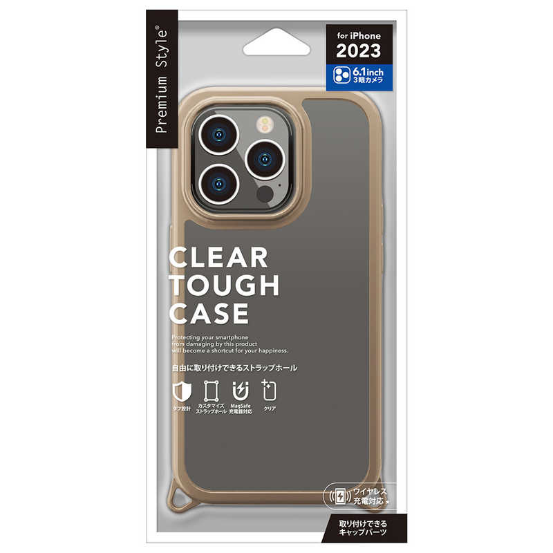 PGA iPhone 15 Pro用クリアタフケース ベージュ PG-23BPT02BE
