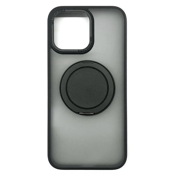 エアージェイ air-j iPhone 16 Pro Max（6.9インチ） Magsafe対応カチカチ回転リングスタンドクリアケース ブラック ACP24PXMRSBK