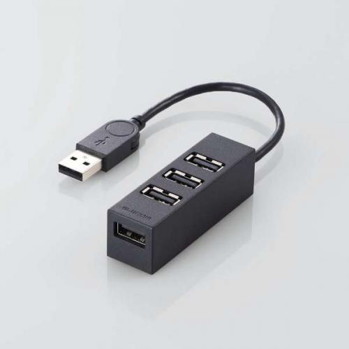 エレコム ELECOM USBHUB2.0 機能主義 バスパワー 4ポート 10cm ブラック U2H-TZ426BBK
