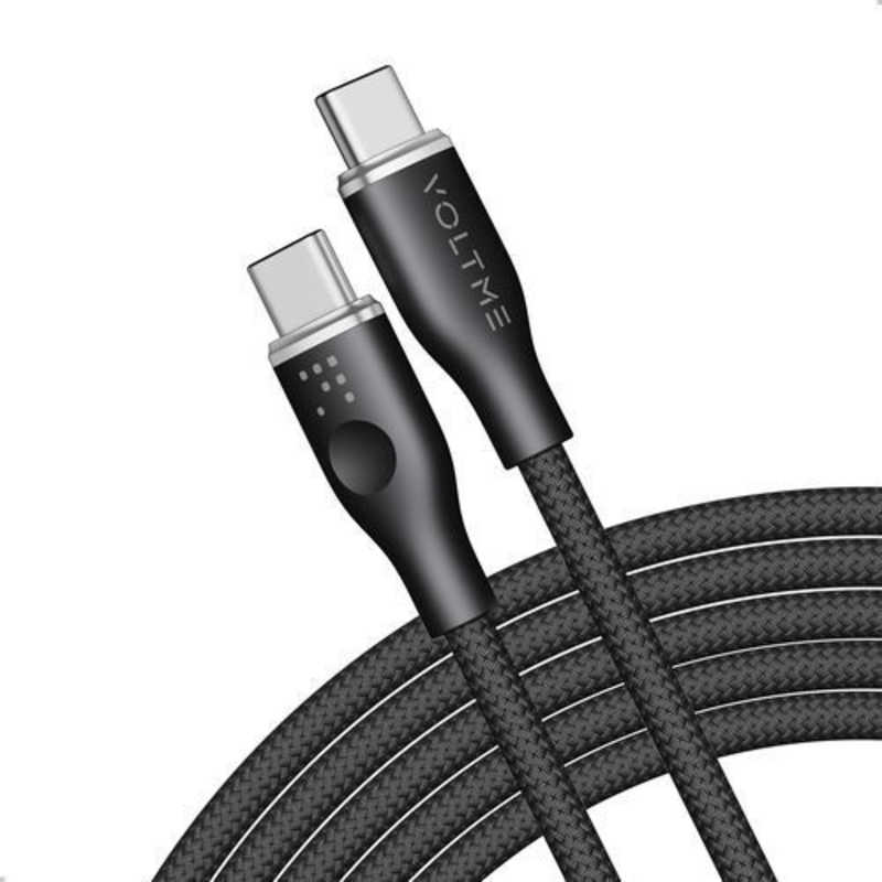 VOLTME 5A・100W データ転送/急速充電 高耐久編み込み ナイロンケーブル USB-C＆USB-C 1.8m（ブラック） C2170