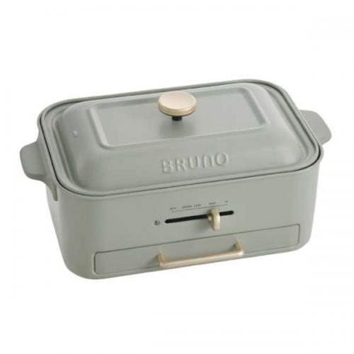 【決算20%オフクーポン対象商品】ブルーノ BRUNO コンパクトグリルホットプレート 角型 ヒーター式 減煙グリルプレート付属 グリーン BOE109-GR