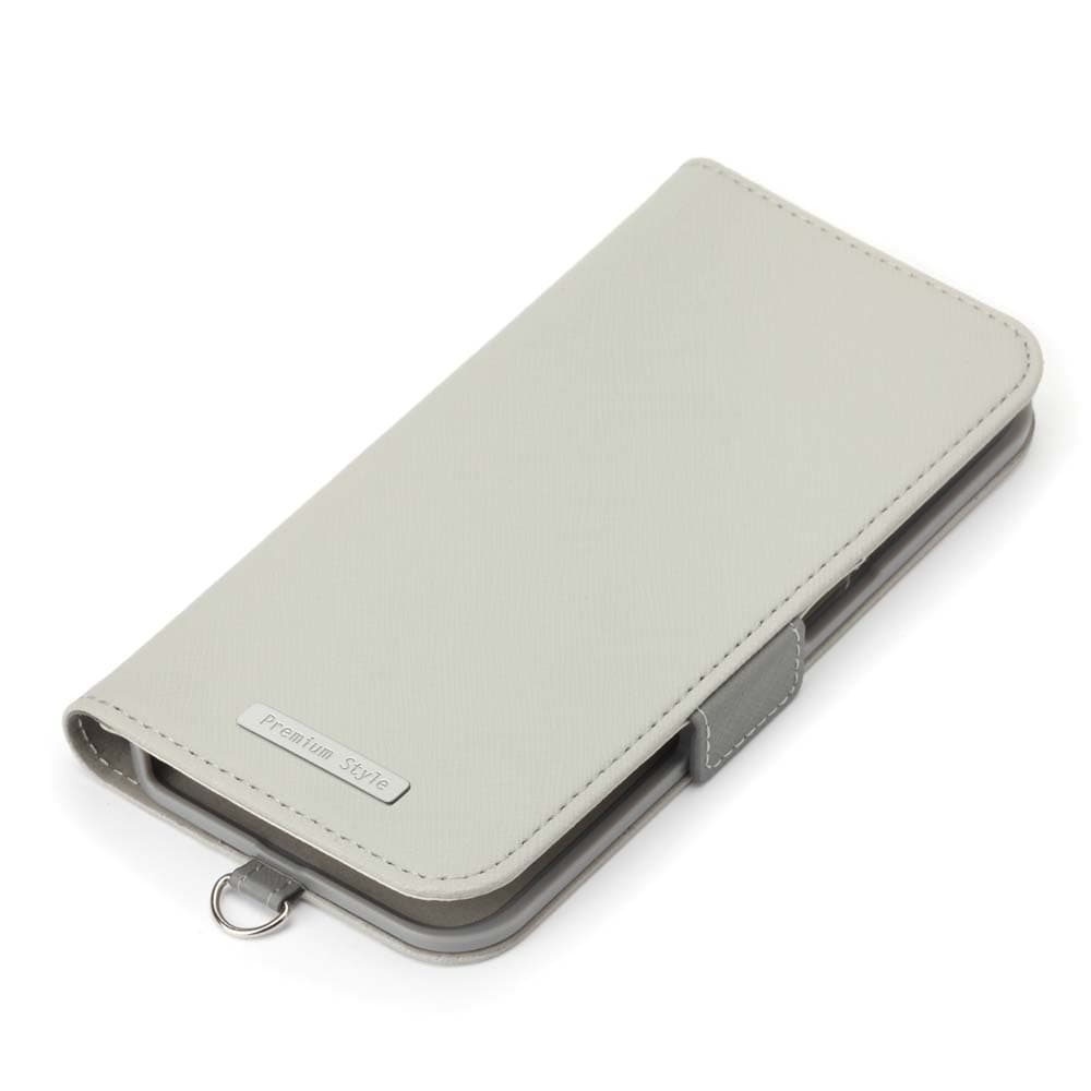 PGA iPhone 16(6.1インチ)フリップカバー Premium Style サフィアーノ調/グレー PG-24AFP05GY