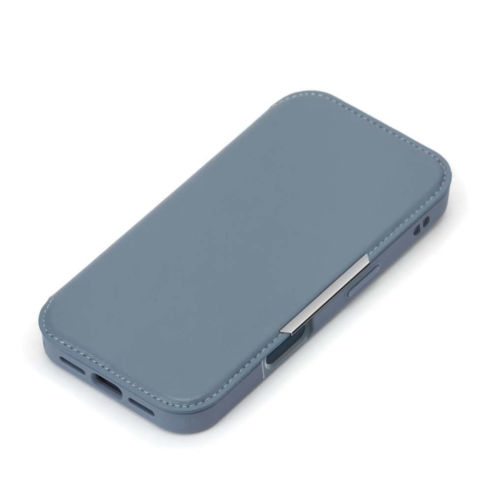 PGA iPhone 16用ガラスフリップケース ブルー PG-24AGF03BL