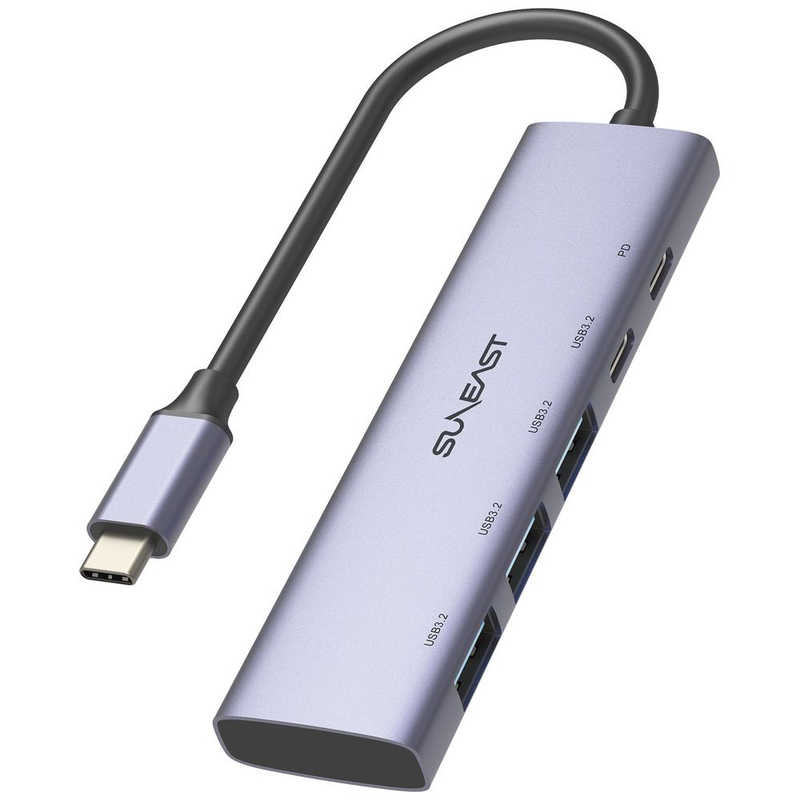 【決算20%オフクーポン対象商品】SUNEAST ［USB-C オス→メス USB3-2typeCx1/USB3-2typeAx3/USB PD給電専用x1］USB PD対応 ドッキングステーション/USBハブ SEーDSRC51A3C1P