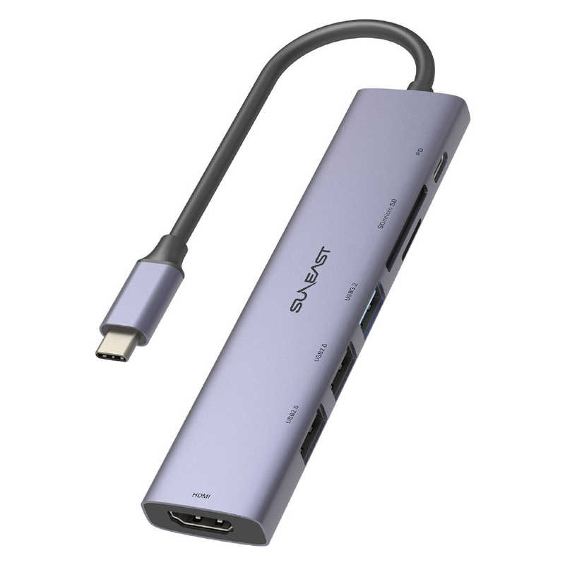 【決算20%オフクーポン対象商品】SUNEAST USB PD対応 ドッキングステーション/USBハブ［バスパワー /7ポート /USB 3-2 Gen1対応 /USB Power Delivery対応］ SE-DSRC71A3MSDP