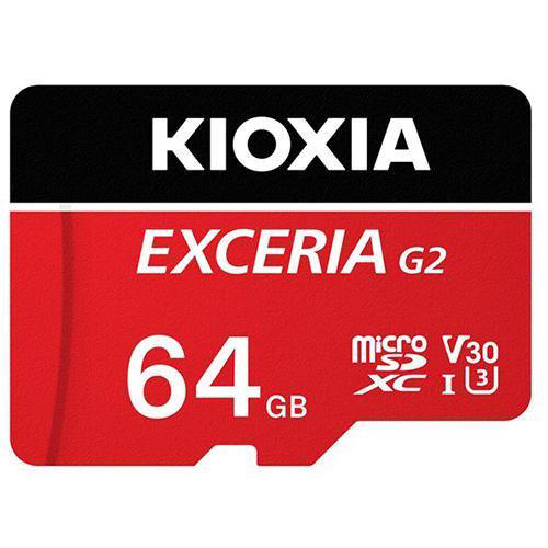 【決算20%オフクーポン対象商品】KIOXIA キオクシア EXCERIA G2 マイクロSDXC UHS-I メモリカード レッド　容量：64GB KMU-B064GR