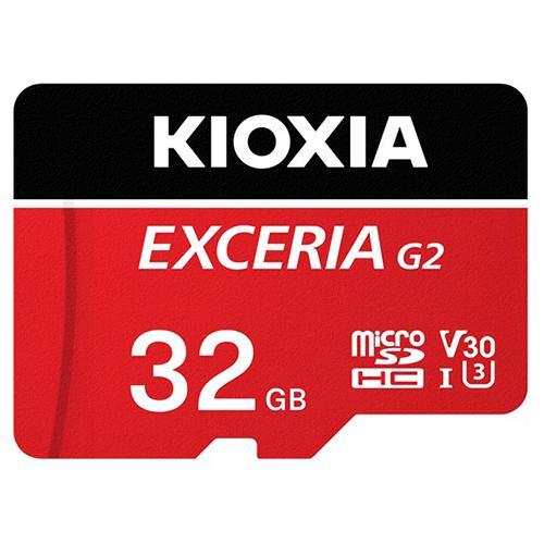 【決算20%オフクーポン対象商品】KIOXIA キオクシア EXCERIA G2 マイクロSDHC UHS-I メモリカード レッド　容量：32GB KMU-B032GR