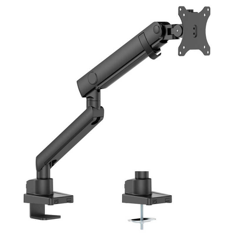 【決算20%オフクーポン対象商品】グリーンハウス 17～40インチ用液晶モニターアーム メカニカルスプリング 1画面 クランプ/グロメット式 ブラック GH-AMES1-BK