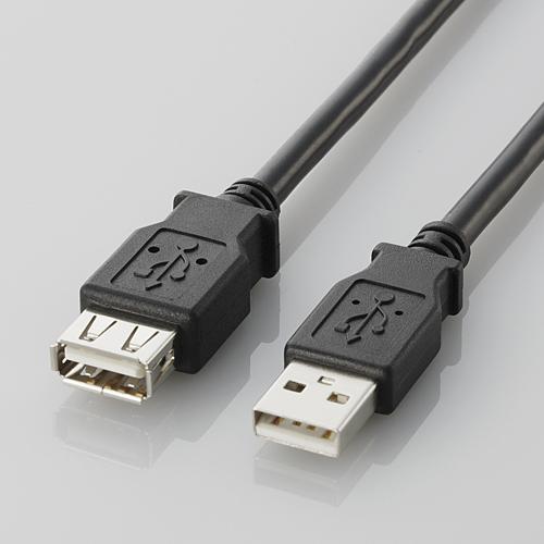 【決算20%オフクーポン対象商品】エレコム ELECOM USB2-0延長ケーブル(A-A延長タイプ) ブラック2m U2C-E20BK