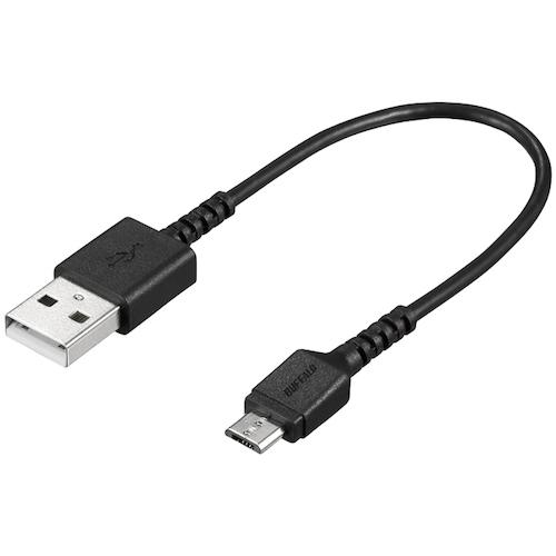 【決算20%オフクーポン対象商品】バッファロー BUFFALO USB2-0　A　to　microB　ラバーブッシュスリムケーブル　1-0m　黒 BU2AMBS10BK