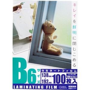 オーム電機 OHM 100μラミフィルムB6 100枚 LAM-FB61003