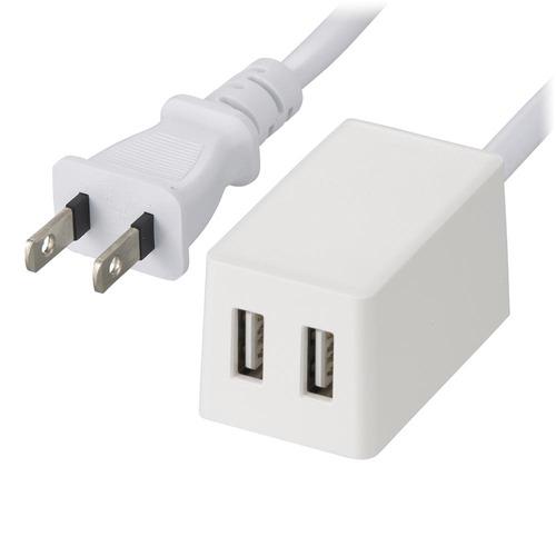 オーム電機 OHM 2ポートUSB充電器2mホワイト ［2.0m /スイッチ無 /2ポート］ HS-2MUSB-22