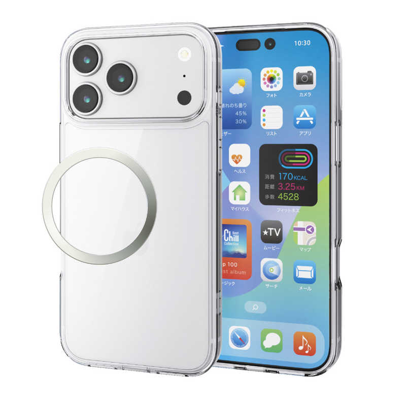 エレコム ELECOM iPhone 17 ProMax用ハイブリッドケース メタルステッカー付 クリア PM-A25DHVCKCR