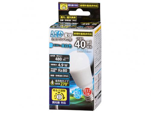 オーム電機 OHM LED電球 ミニクリプトン形 E17 40形 防雨タイプ 昼白色 LDA5N-G-E17/D-G11