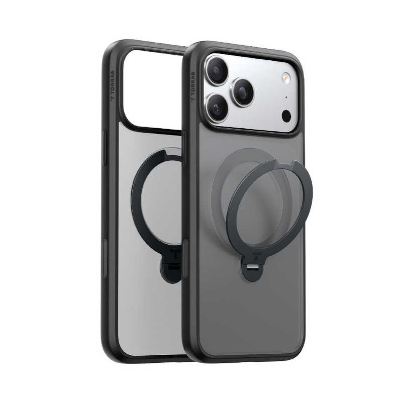 トラス TORRAS iPhone17 Pro用複合素材PC+TPUケース TORRAS OSTAND Q3 SPIN ブラック X00FX2909