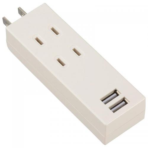 オーム電機 OHM USBポート付電源タップ 2個口 2USB ホワイト HS-TU2SPC-W