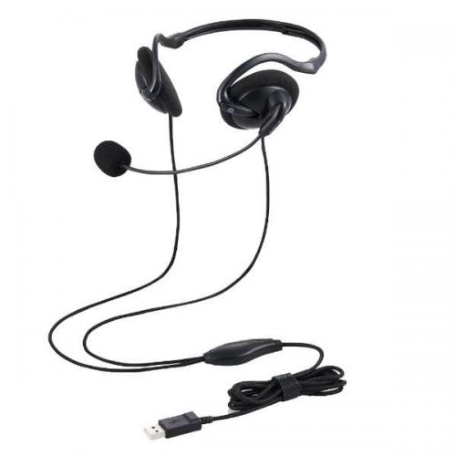 エレコム ELECOM 折りたたみ式ネックバンドタイプ　ヘッドセット　有線 USB HS-NB06UBK