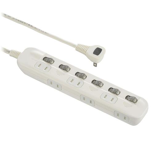 オーム OHM 電源タップ 交互コンセント 6個口 2m HS-TP62ADW22