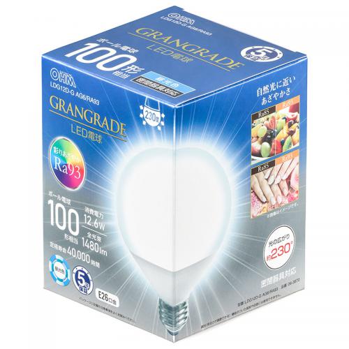 オーム OHM LED電球 ボール電球形 E26 100形相当 昼光色 LDG12D-G-AG6-RA93