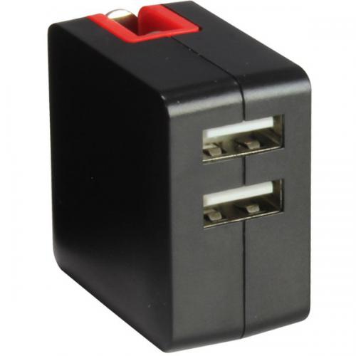 イツワ商事 USB2ポート AC充電器 コンパクトタイプ 計3.1A 黒赤 MCAA2001BR