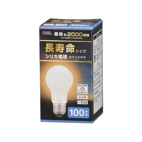 オーム電機 OHM 長寿命白熱電球 E26 100W形 電球色 シリカ LB-DL6695WN