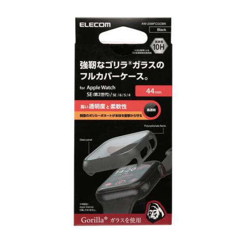 エレコム ELECOM Apple Watch 44mm用フルカバーケース プレミアムゴリラガラス 高透明 AW-20MFCGOBK