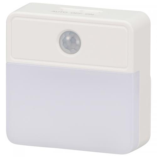 オーム電機 OHM LEDセンサーナイトライト 明暗+人感 屋内用 40lm 電池式 NIT-BLA6JSQ-W