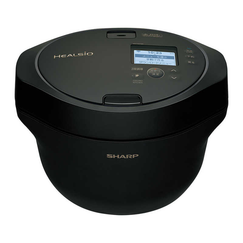 シャープ SHARP 水なし自動調理鍋 ヘルシオ ホットクック pro 1.6L 2～4人分 まぜ技ユニット 無線LAN対応 プレミアムブラック KN-HW16K-B