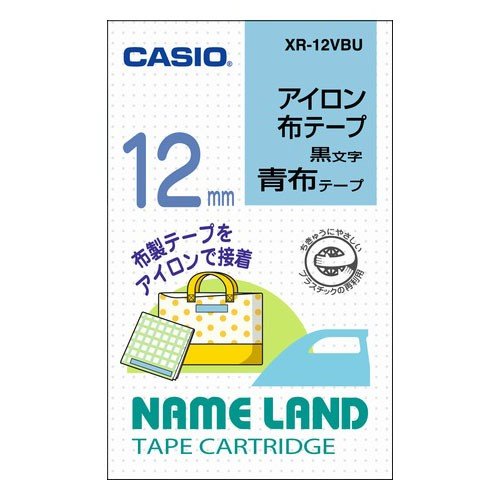 CASIO カシオ  ネームランド アイロン布テープ XR-12VBU 12mm (青・黒文字)