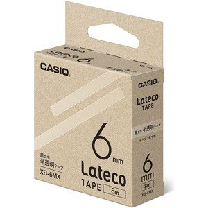 CASIO カシオ  Lateco(ラテコ) 詰め替え用テープ XB-6MX 6mm (半透明・黒文字)