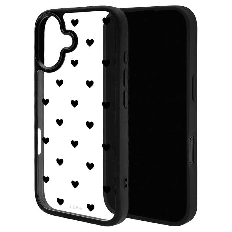 ラスタバナナ iPhone 17ケース iLBe ハートパターン ハイブリッドケース ブラック 8974IP5AHPBK