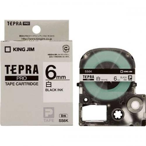 【決算20%オフクーポン対象商品】KING JIM TEPRA 白ラベルテープ 白テープ 黒文字 6mm SS6K キングジム テプラ
