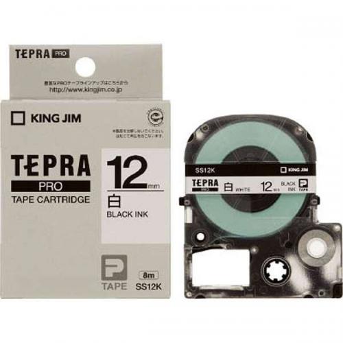 【決算20%オフクーポン対象商品】KING JIM TEPRA 白ラベルテープ 白テープ 黒文字 12mm SS12K キングジム テプラ
