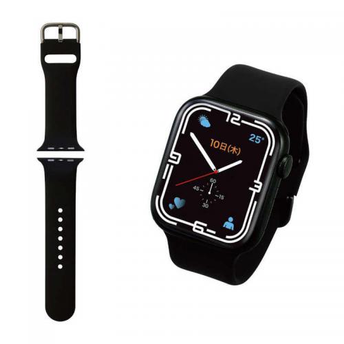 エレコム ELECOM Apple Watch 45 44 42mm 用 シリコンバンド アップルウォッチ ブラック AW-45BDSCBK