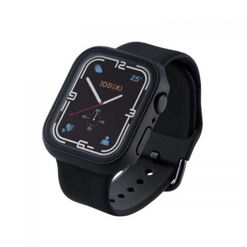 エレコム ELECOM Apple Watch series7 45mm 用 フルカバーケース プレミアムガラス セラミックコート アップルウォッチ7 ブラック AW-21AFCGCBK