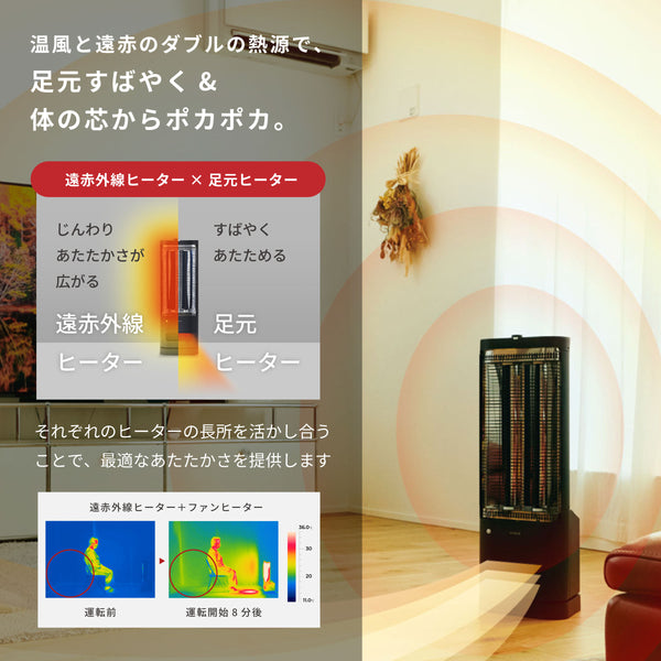 シロカ siroca 足元ヒーター付き遠赤外線暖房機 にこポカ ホワイト SH-FC251