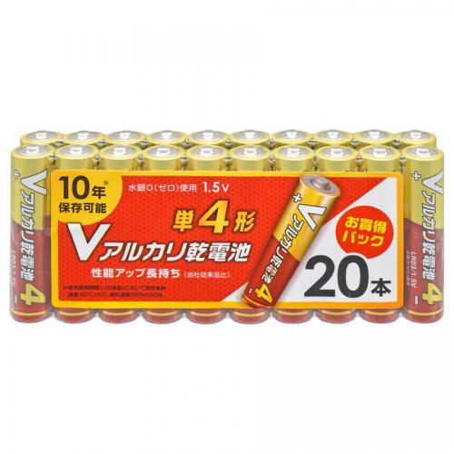 オーム電機 OHM Vアルカリ乾電池単4形 20本パック LR03VS20P