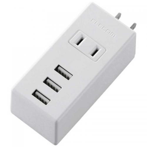 エレコム ELECOM USBタップ USBメスx3 ACx1 ケーブル無 縦向き ホワイト MOT-U05-2132WH