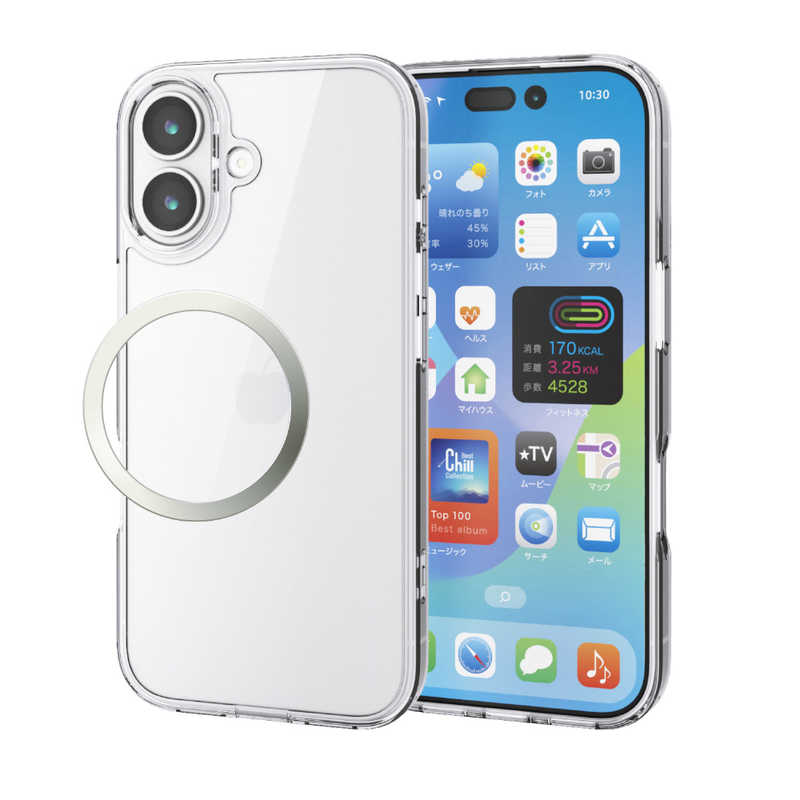 エレコム ELECOM  iPhone 17ケース ハイブリッドケース ガラス スタンダード メタルリング付 クリア PMA25AHVCG1CR