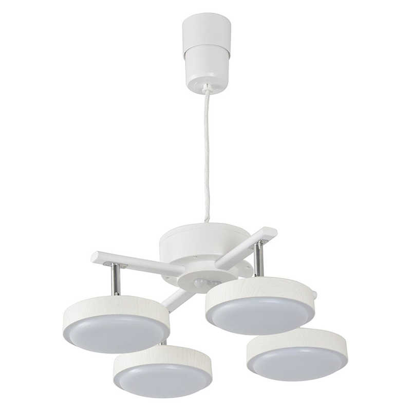 オーム電機 OHM LED4灯ペンダントライト 8畳 ホワイトウッド LT-YLP4RC-W