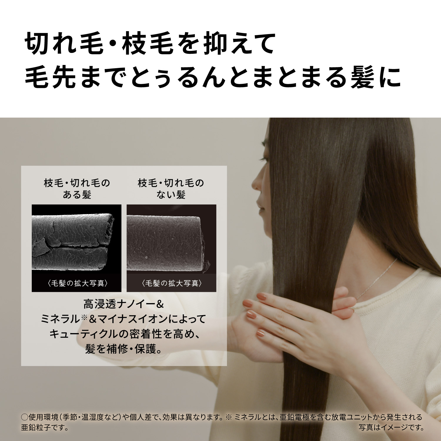 切れ毛・枝毛を抑えてまとまる髪に